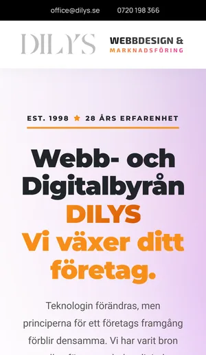 Мобилен изглед на dilys.se